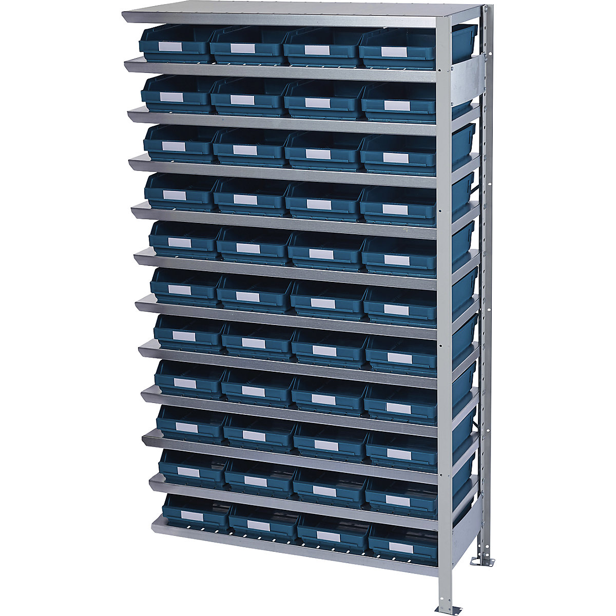 Boltless shelving unit with shelf bins – STEMO, shelf unit height 1790 mm, extension shelf unit, depth 500 mm, 44 green bins-32