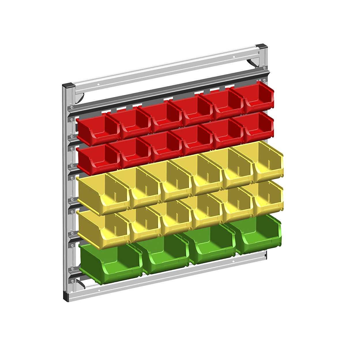 Wall shelf unit with open fronted storage bins