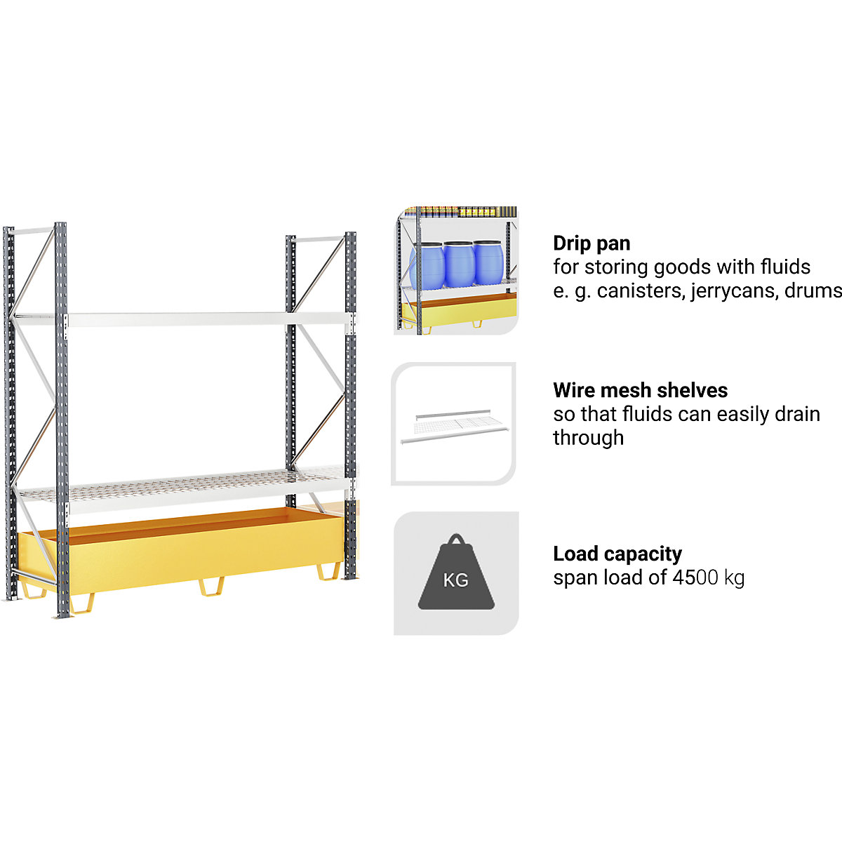 Wide span shelving unit with tray (Product illustration 2)-1