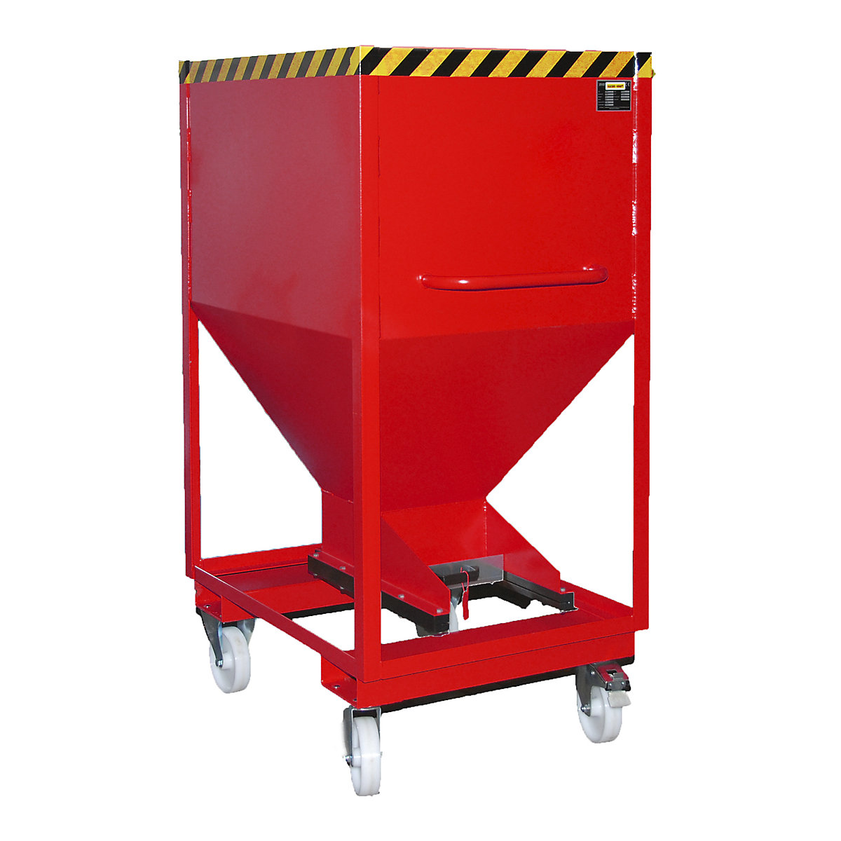 Dispensing hopper, funnel head – eurokraft pro, mobile with forklift pockets, capacity 0.6 m³, flame red-5