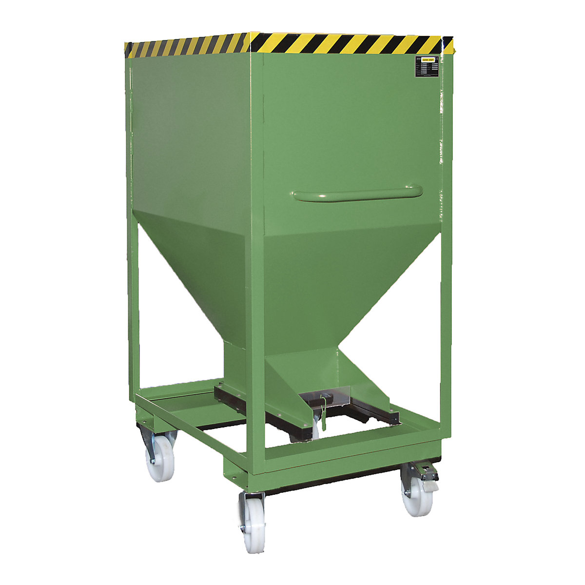 Dispensing hopper, funnel head – eurokraft pro, mobile with forklift pockets, capacity 0.6 m³, reseda green-3