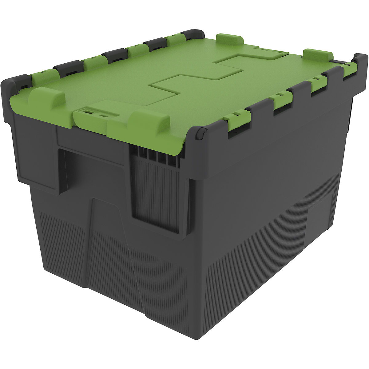 Reusable stacking container, LxWxH 400 x 300 x 264 mm, black/green-1