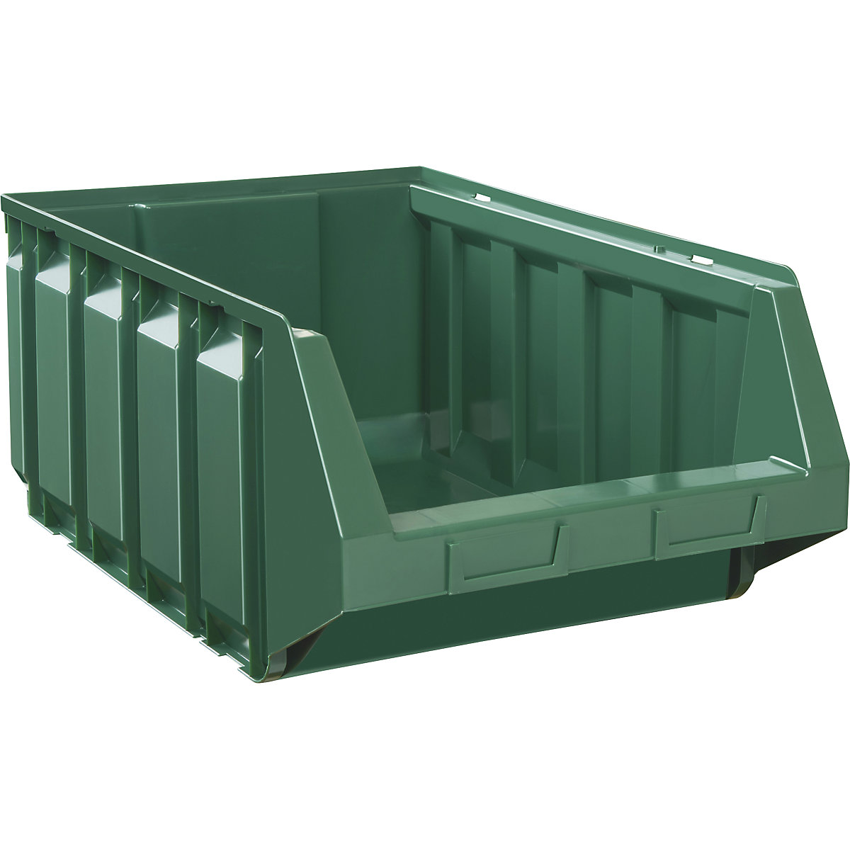 Open fronted storage bin made of polyethylene