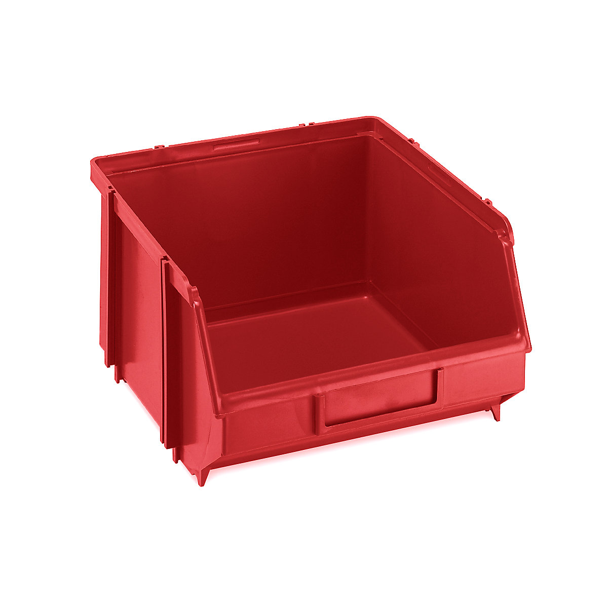 Open fronted storage bin, self-supporting
