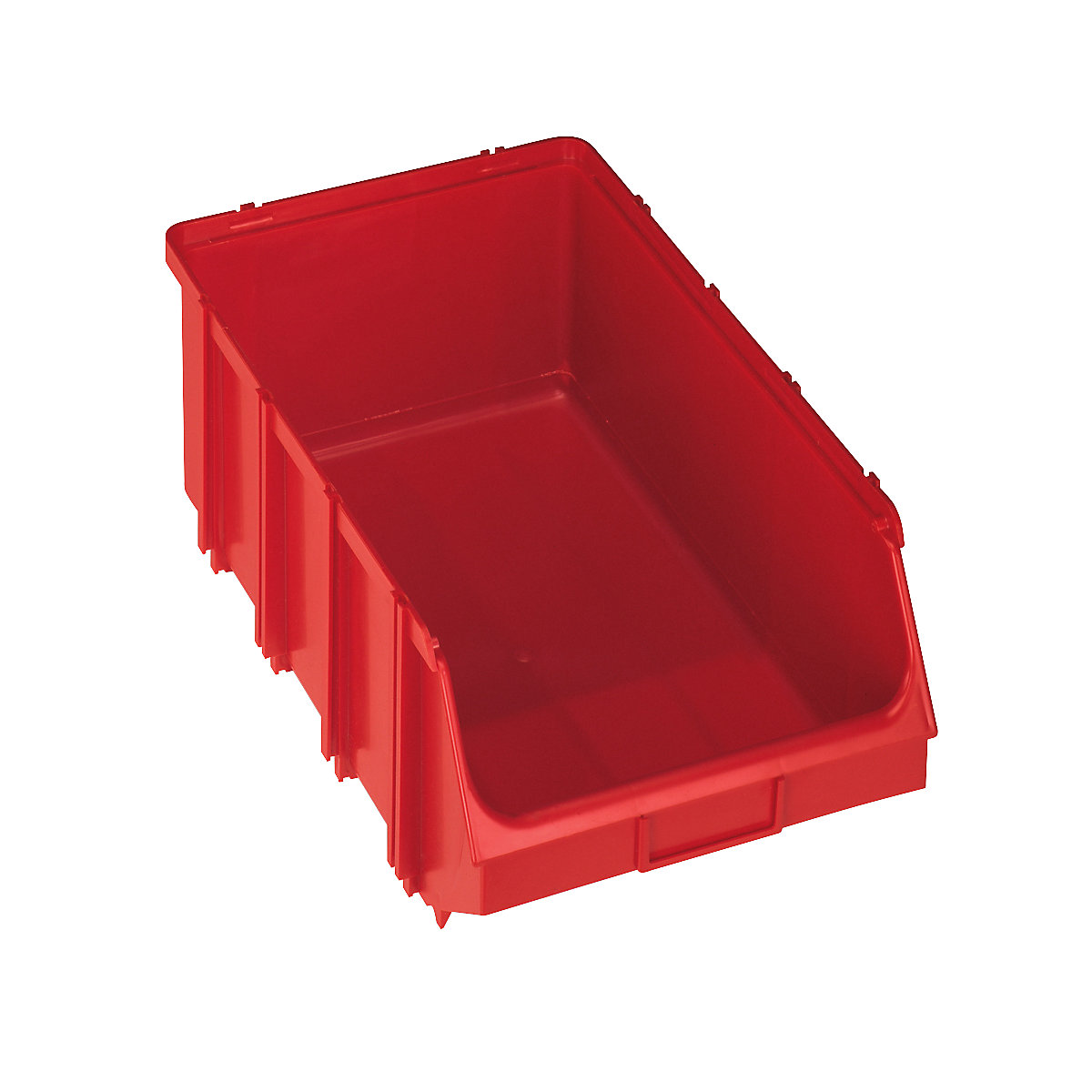 Open fronted storage bin, self-supporting
