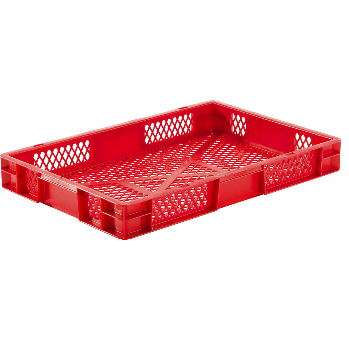 Euro stacking container, perforated walls and base