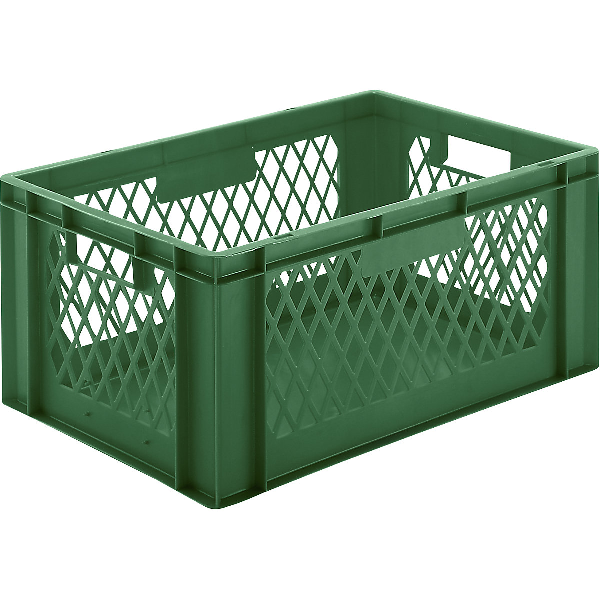 Euro stacking container, perforated walls, closed base