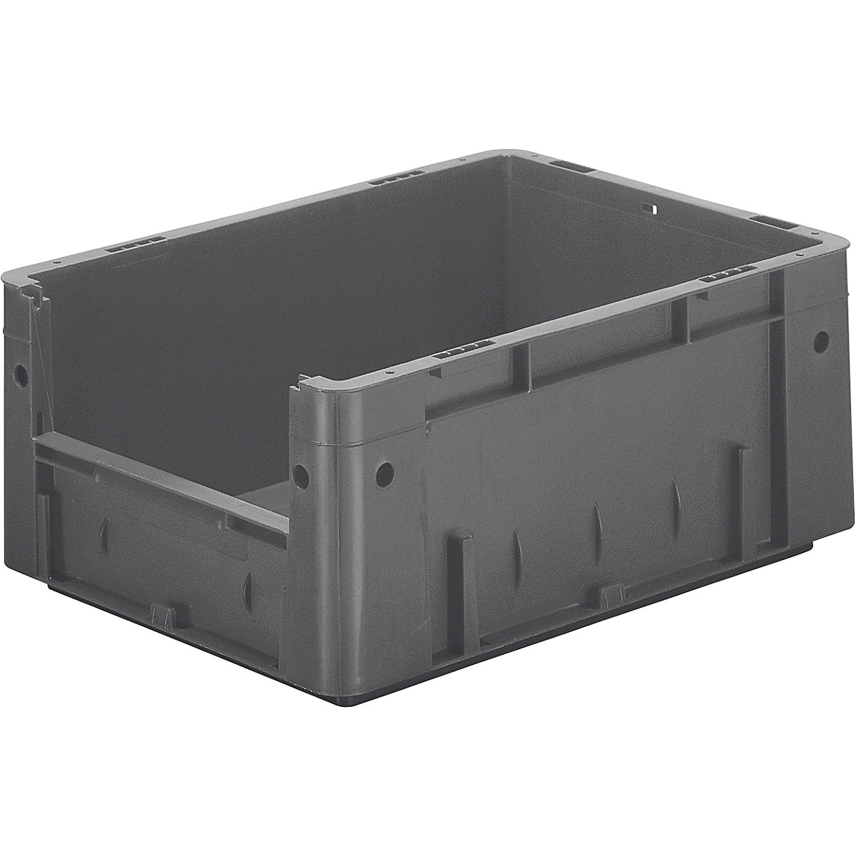Euro stacking container with handle recess