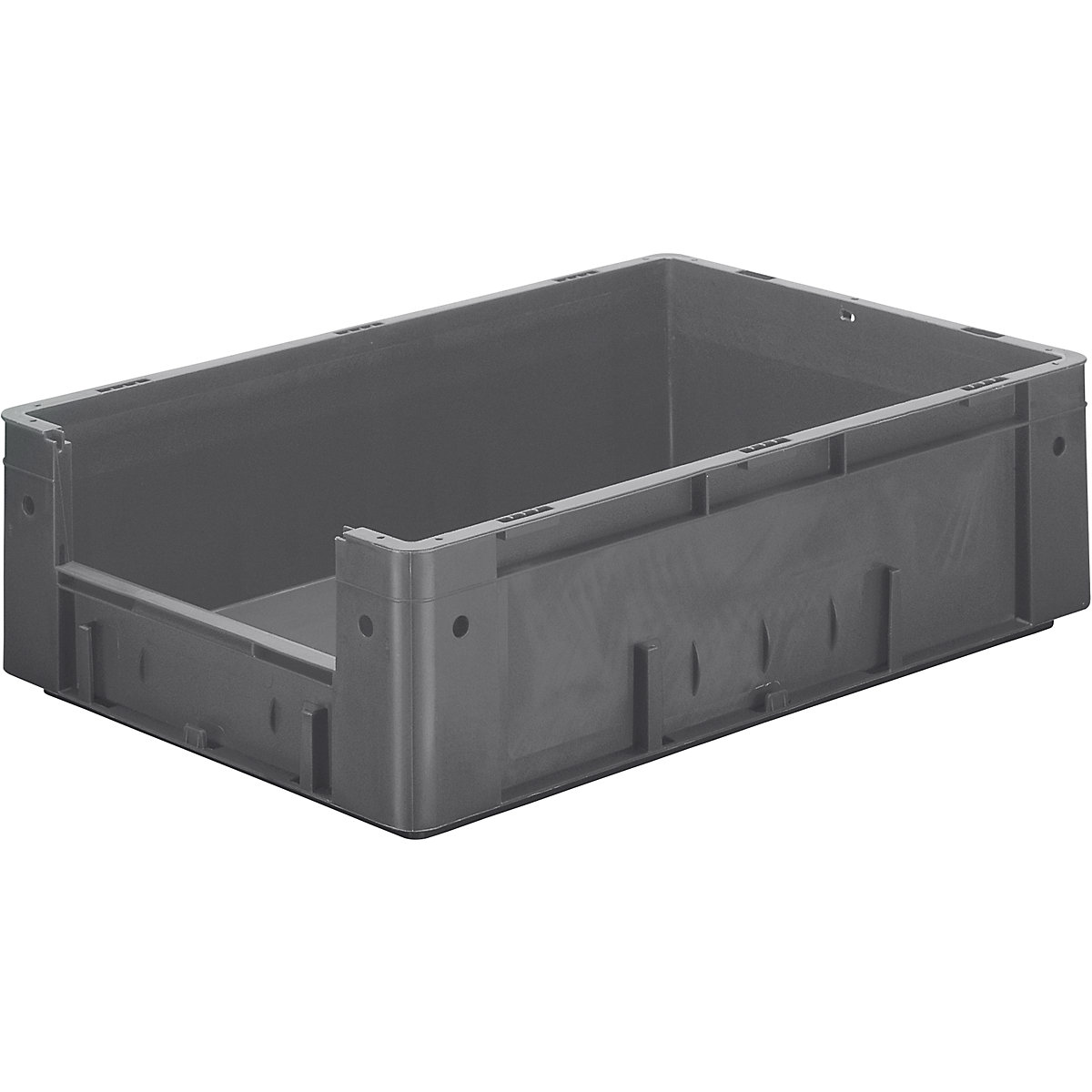 Euro stacking container with handle recess