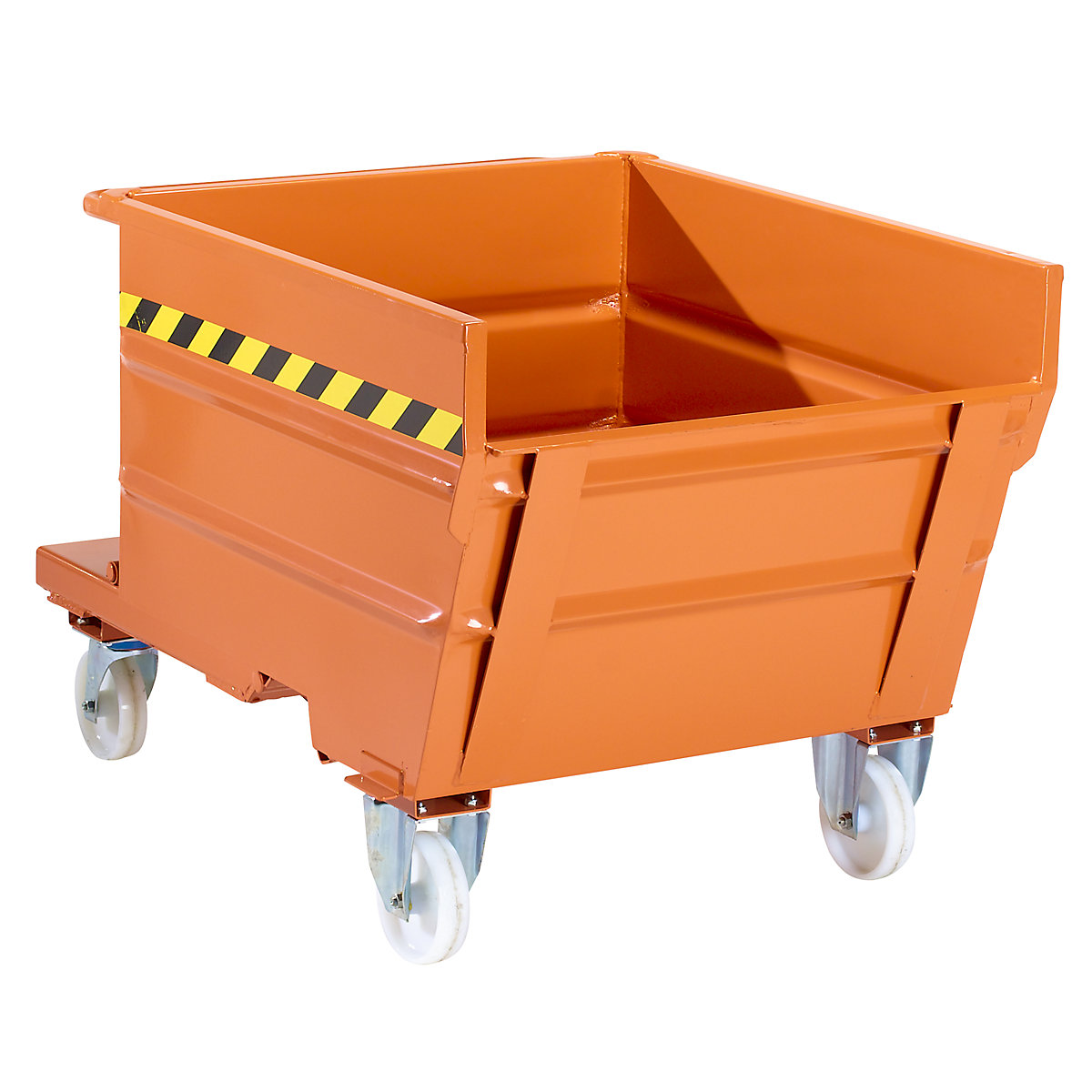 Mobile tilting skip with tilting mechanism