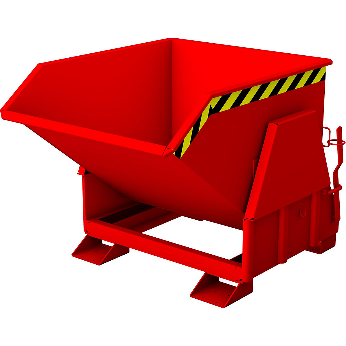 Tilting skip, standard overall height, without wheels – eurokraft pro, capacity 0.8 m³, painted red RAL 3000-6