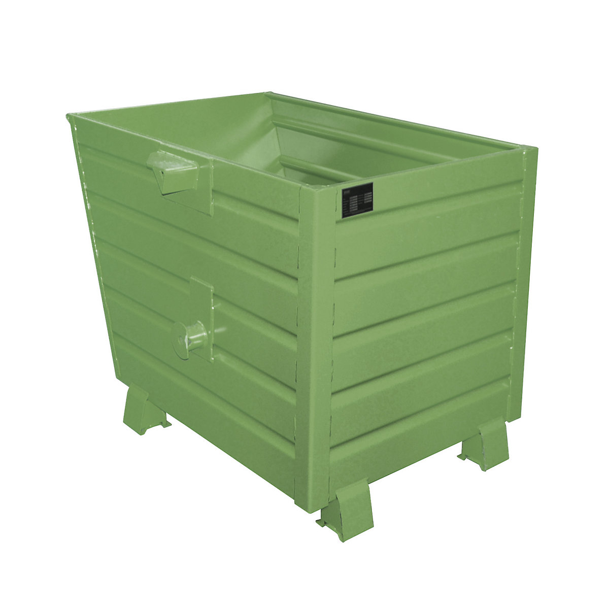Tipping skip, stackable – eurokraft pro, capacity 0.7 m³, reseda green RAL 6011-6