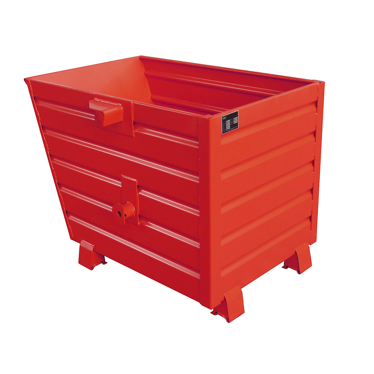 Tipping skip, stackable – eurokraft pro, capacity 0.7 m³, flame red RAL 3000-1