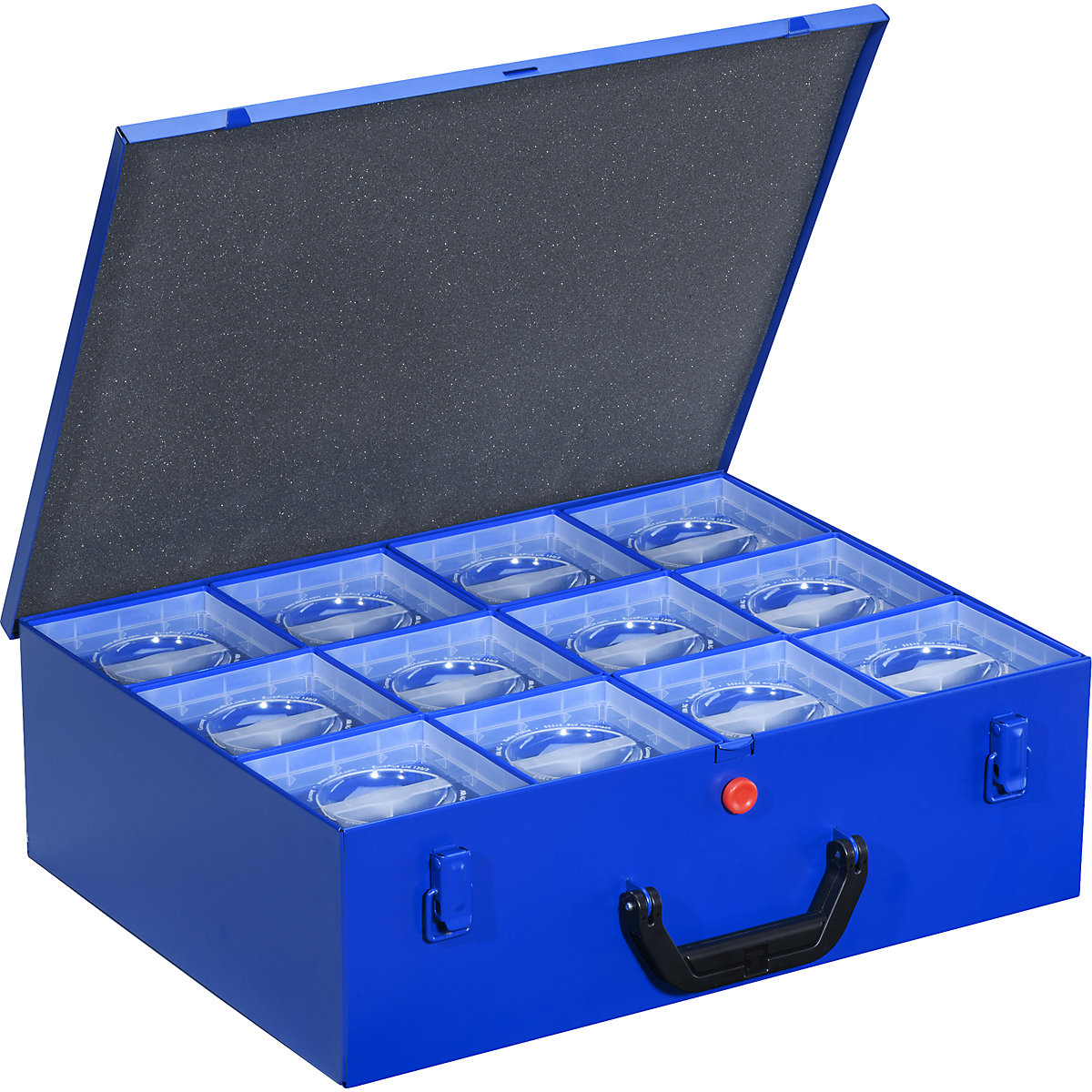 Small parts case with insert boxes