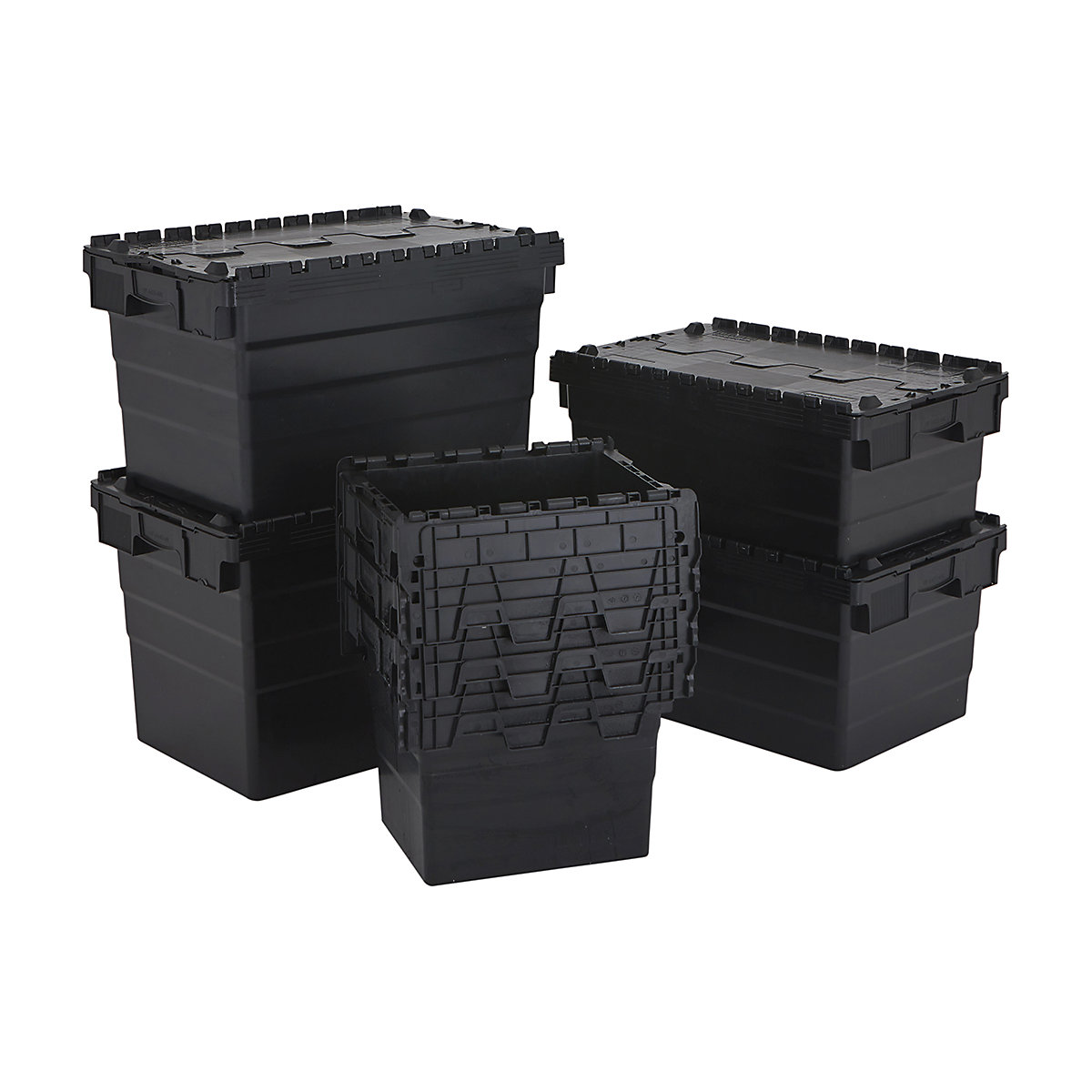 BiGDUG Essentials Recycled Plastic Black Attached Lid Containers