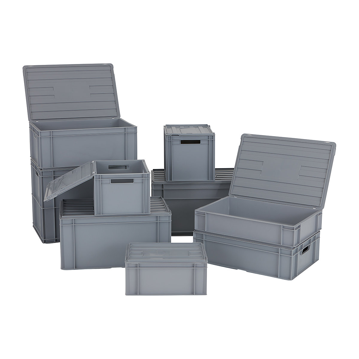BiGDUG Euro Stacking Boxes with Hinged Lids
