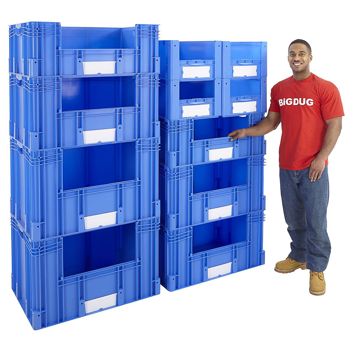 Euro Stacking Pick Bin Columns With Side Opening 600mm Depth