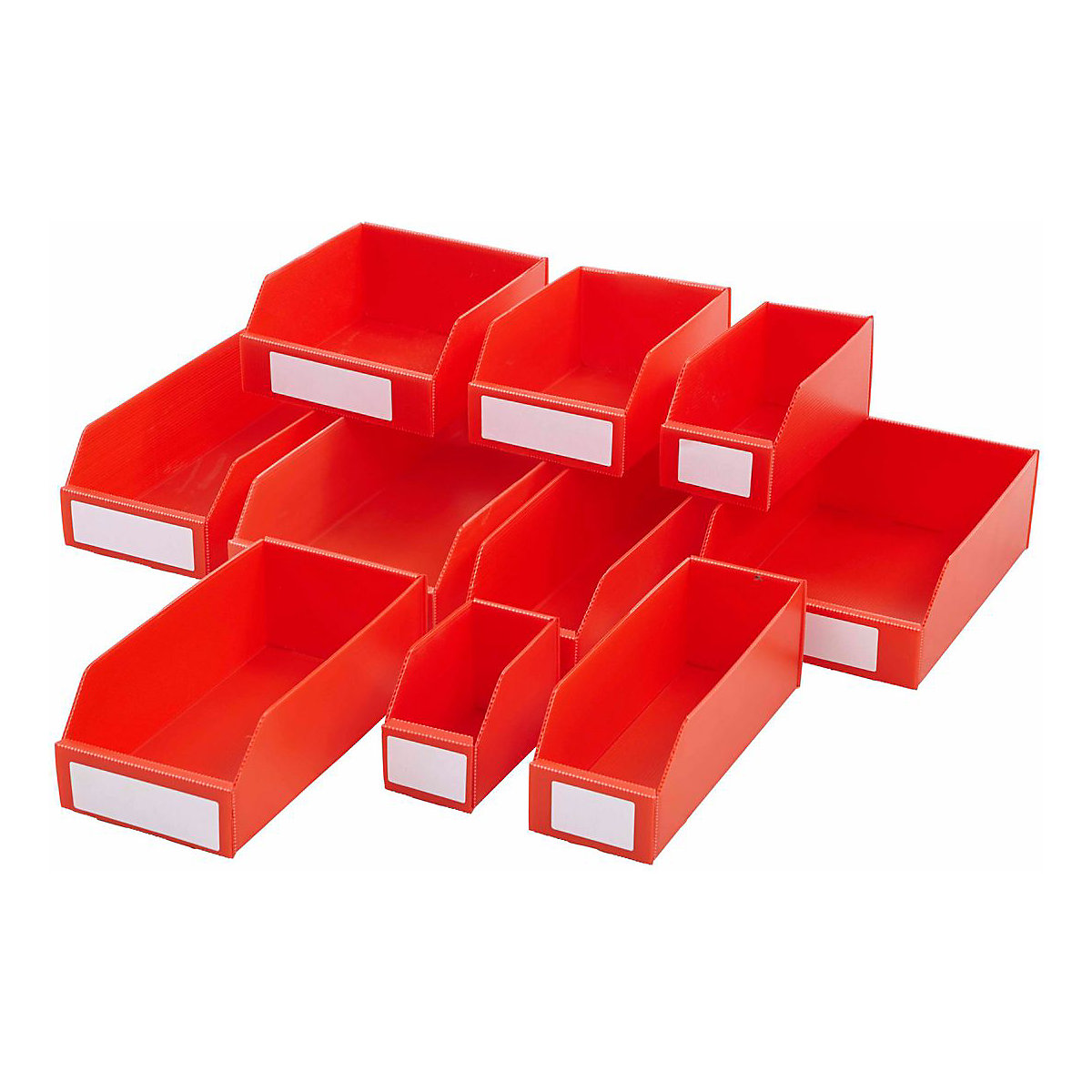 K-Bins Flat Pack Corrugated Plastic Parts Bins Red