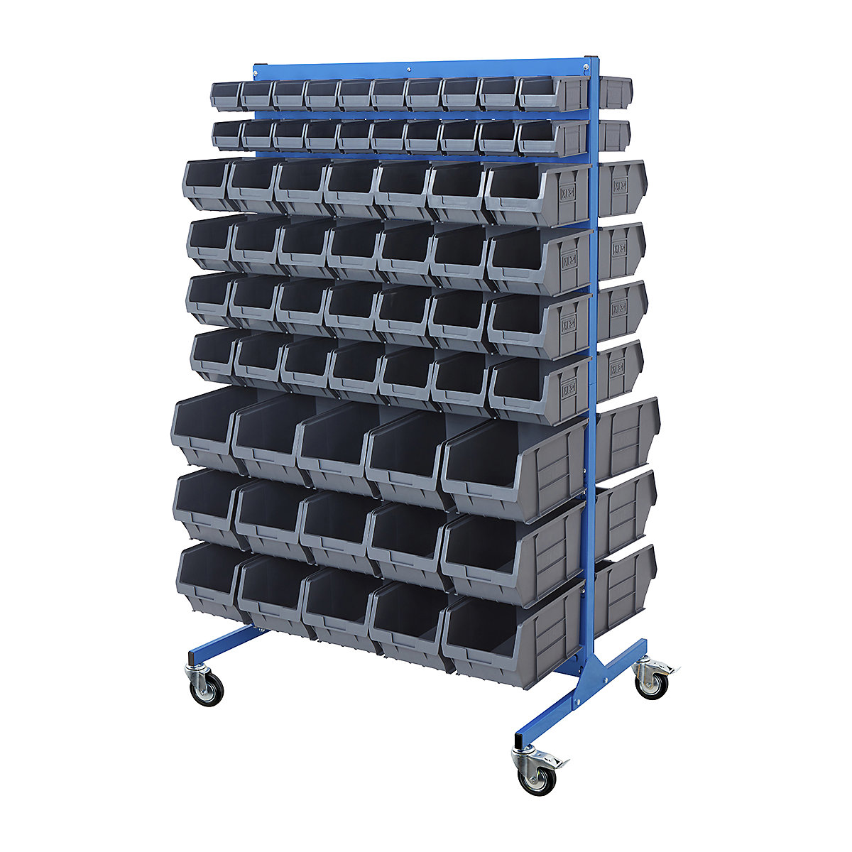 Mobile BiGDUG Louvre Panel Bin Station with Plastic Parts Bins - 1690mm High