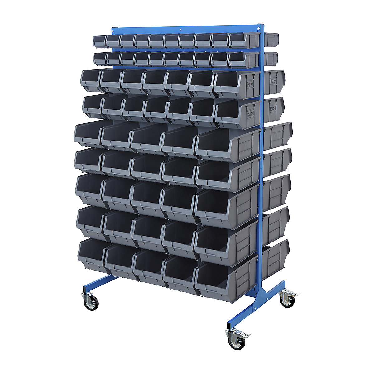 Mobile BiGDUG Louvre Panel Bin Station with Plastic Parts Bins - 1690mm High