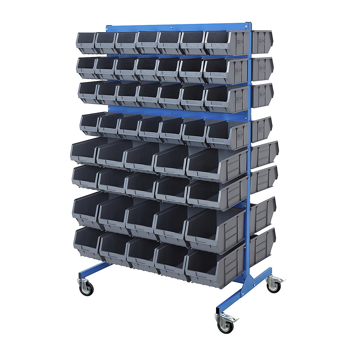 Mobile BiGDUG Louvre Panel Bin Station with Plastic Parts Bins - 1690mm High
