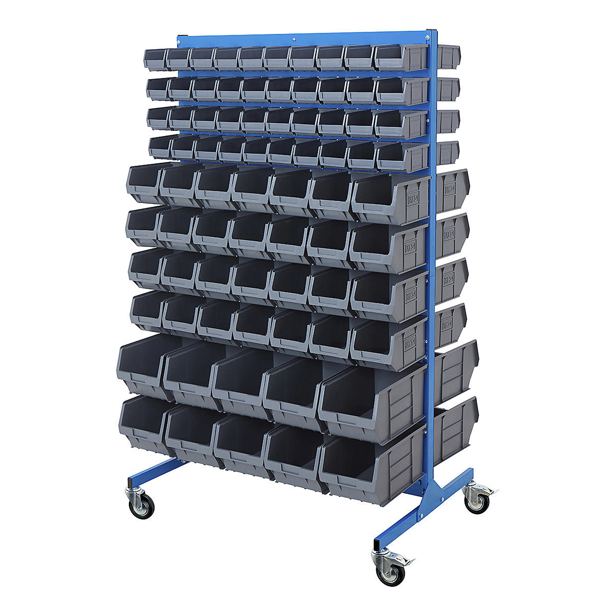 Mobile BiGDUG Louvre Panel Bin Station with Plastic Parts Bins - 1690mm High
