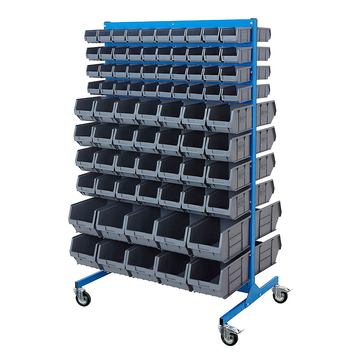 Mobile BiGDUG Louvre Panel Bin Station with Plastic Parts Bins - 1690mm High