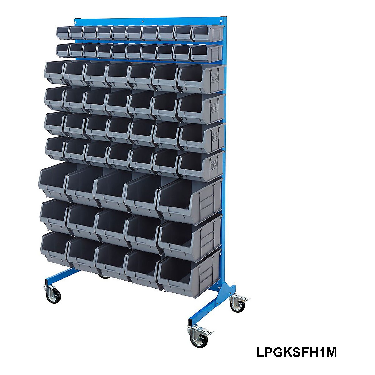 Mobile BiGDUG Louvre Panel Bin Station with Plastic Parts Bins - 1690mm High (Product illustration 3)-2