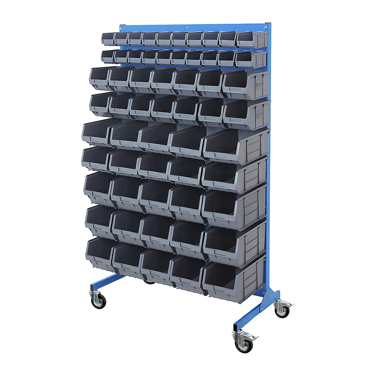 Mobile BiGDUG Louvre Panel Bin Station with Plastic Parts Bins - 1690mm High