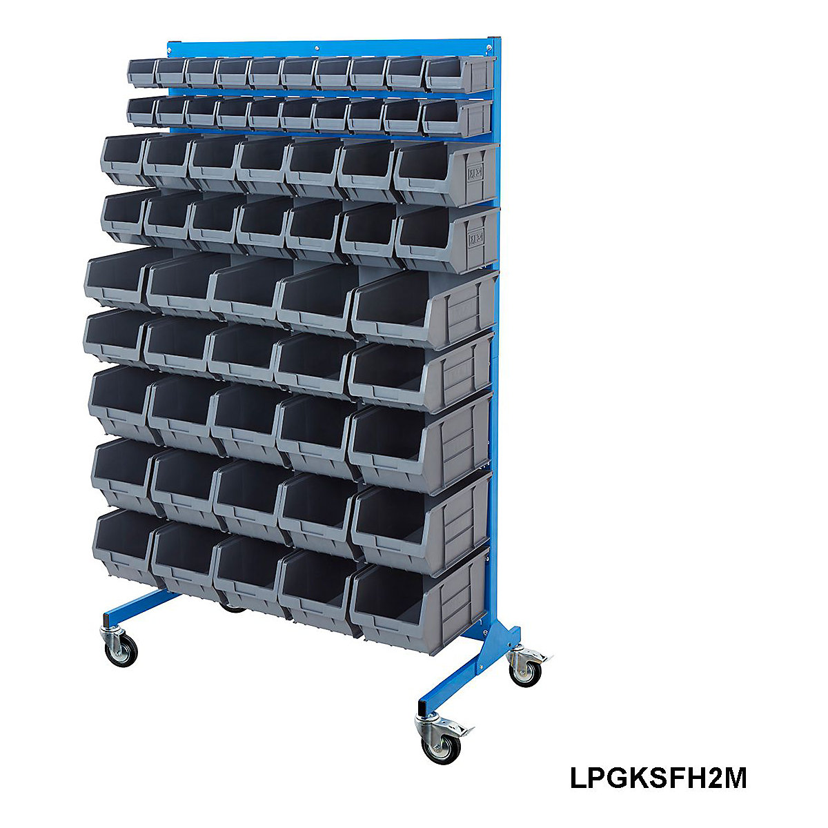 Mobile BiGDUG Louvre Panel Bin Station with Plastic Parts Bins - 1690mm High (Product illustration 4)-3