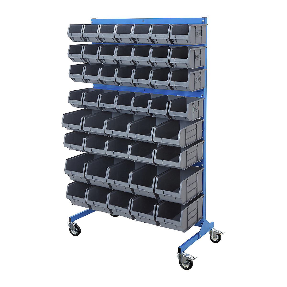 Mobile BiGDUG Louvre Panel Bin Station with Plastic Parts Bins - 1690mm High
