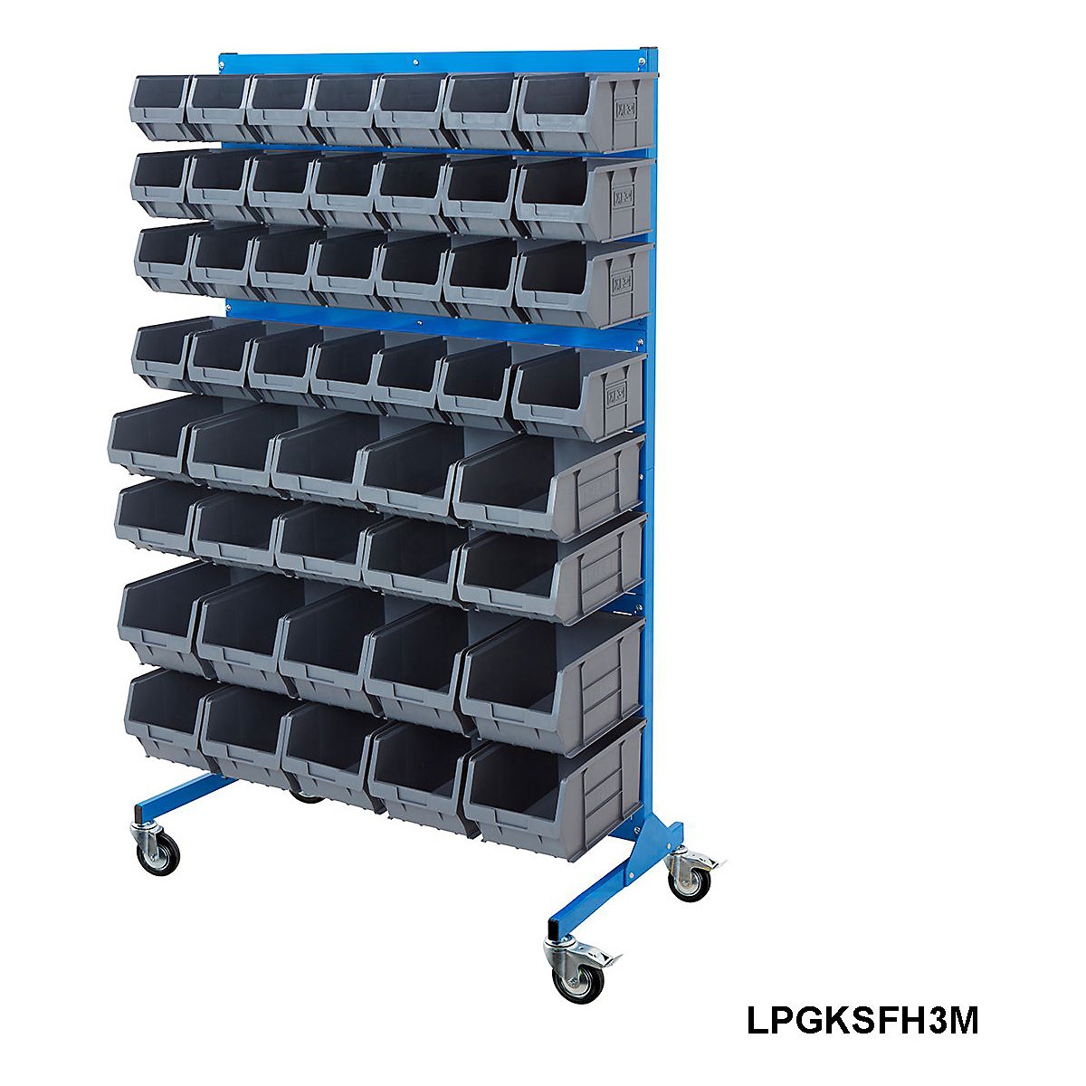 Mobile BiGDUG Louvre Panel Bin Station with Plastic Parts Bins - 1690mm High (Product illustration 5)-4