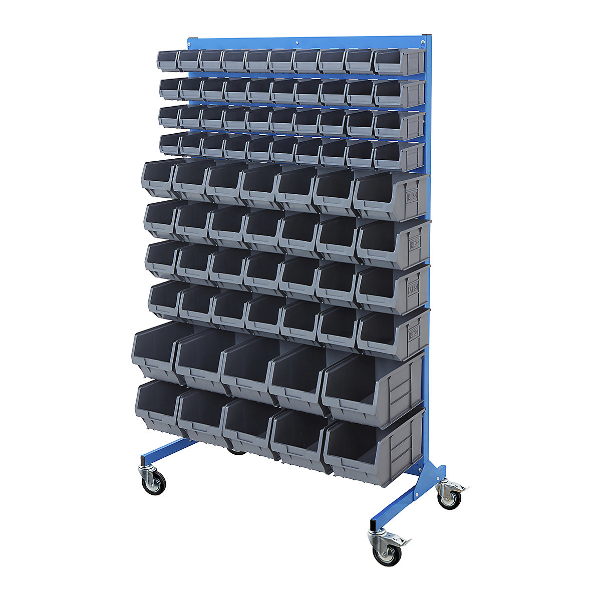 Mobile BiGDUG Louvre Panel Bin Station with Plastic Parts Bins - 1690mm High