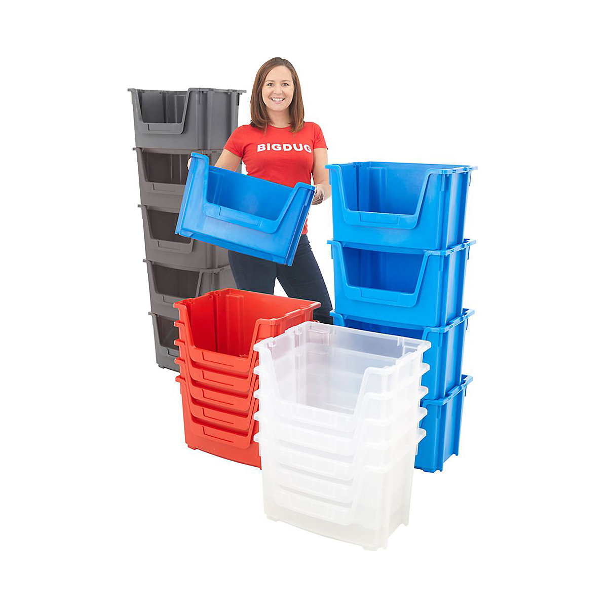 5x BiGDUG Large Plastic Stacking Bins Mega Deal