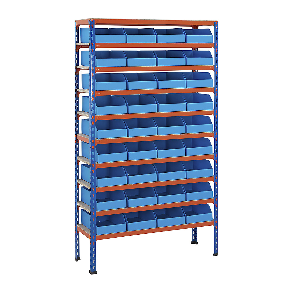 BiG200 Blue & Orange Shelving With Correx Plastic Bins Kits