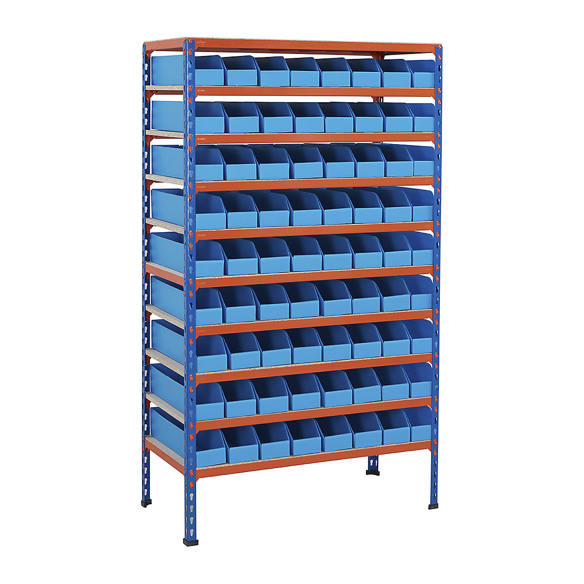 BiG200 Blue & Orange Shelving With Correx Plastic Bins Kits