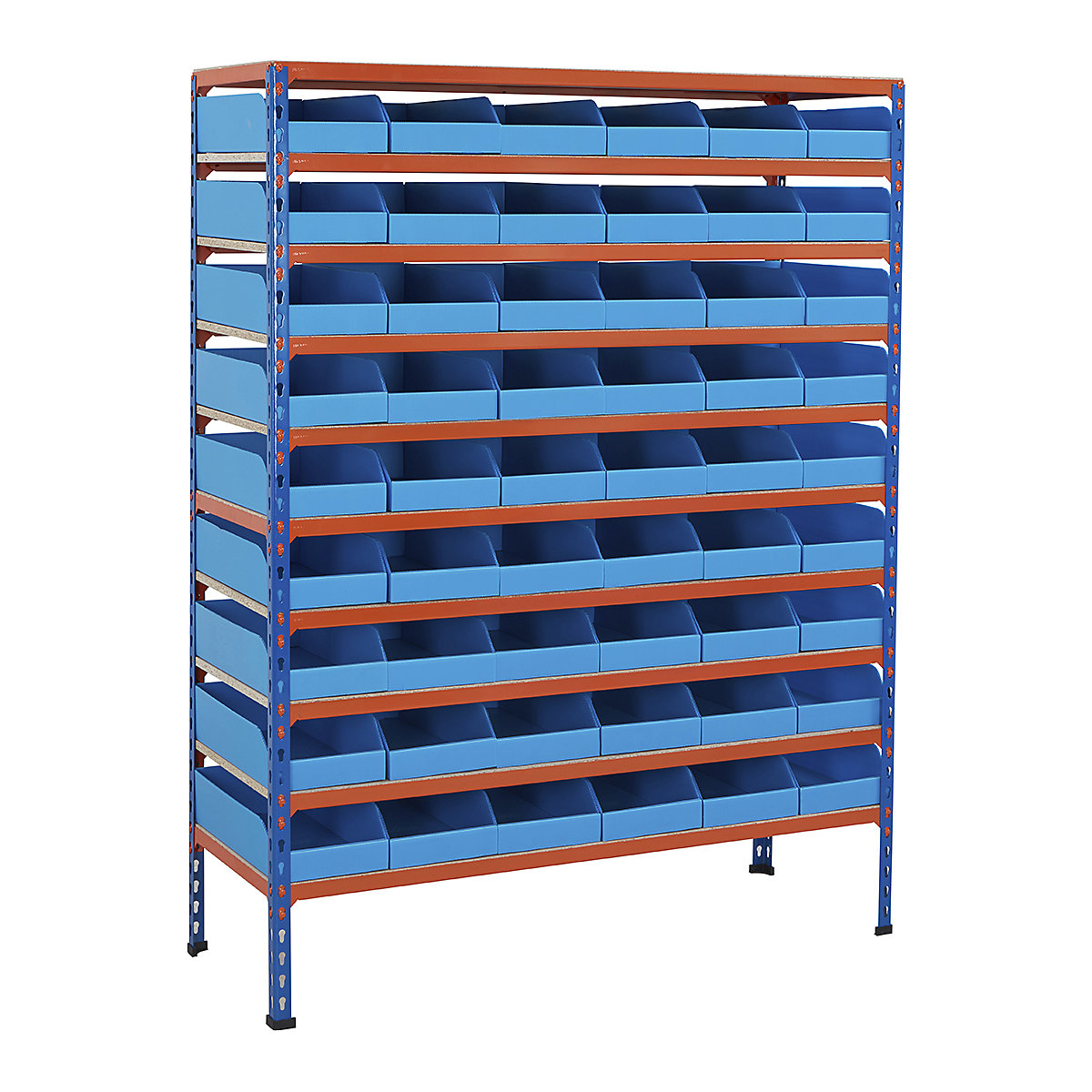 BiG200 Blue & Orange Shelving With Correx Plastic Bins Kits