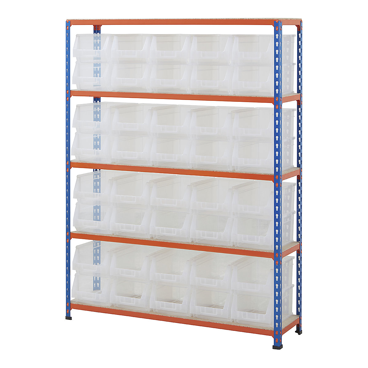 BiG200 Blue & Orange Shelving With Plastic Bins Kits