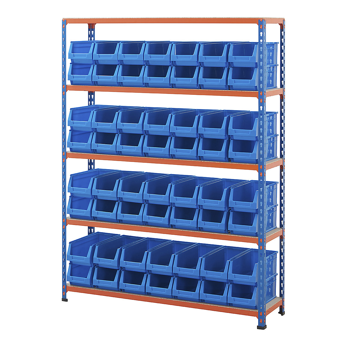 BiG200 Blue & Orange Shelving With Plastic Bins Kits