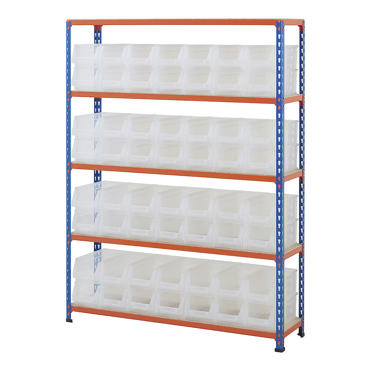 BiG200 Blue & Orange Shelving With Plastic Bins Kits