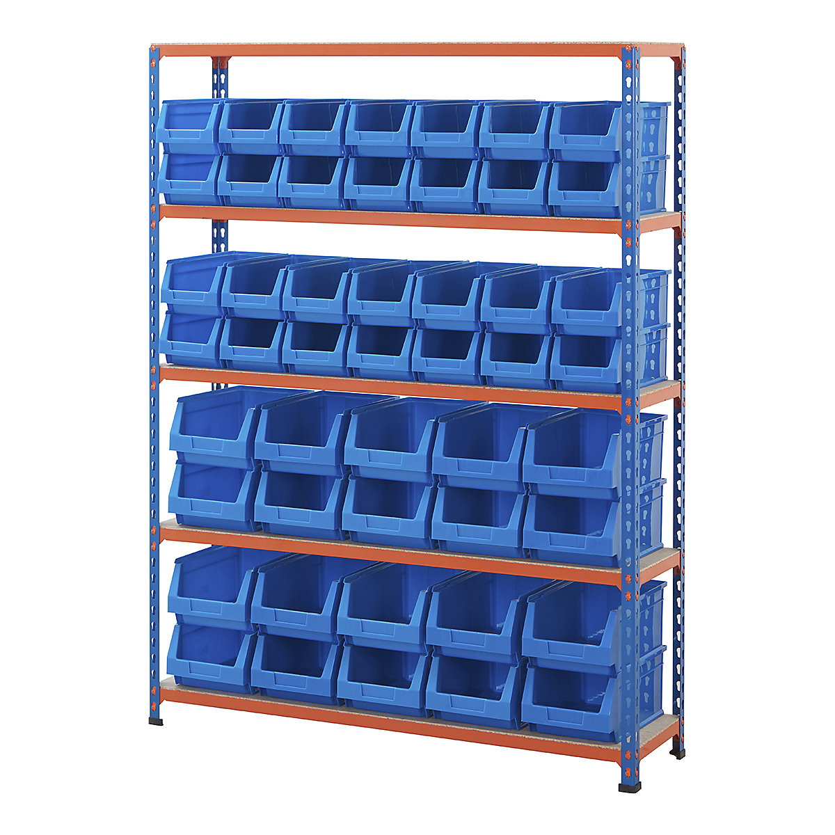 BiG200 Blue & Orange Shelving With Plastic Bins Kits