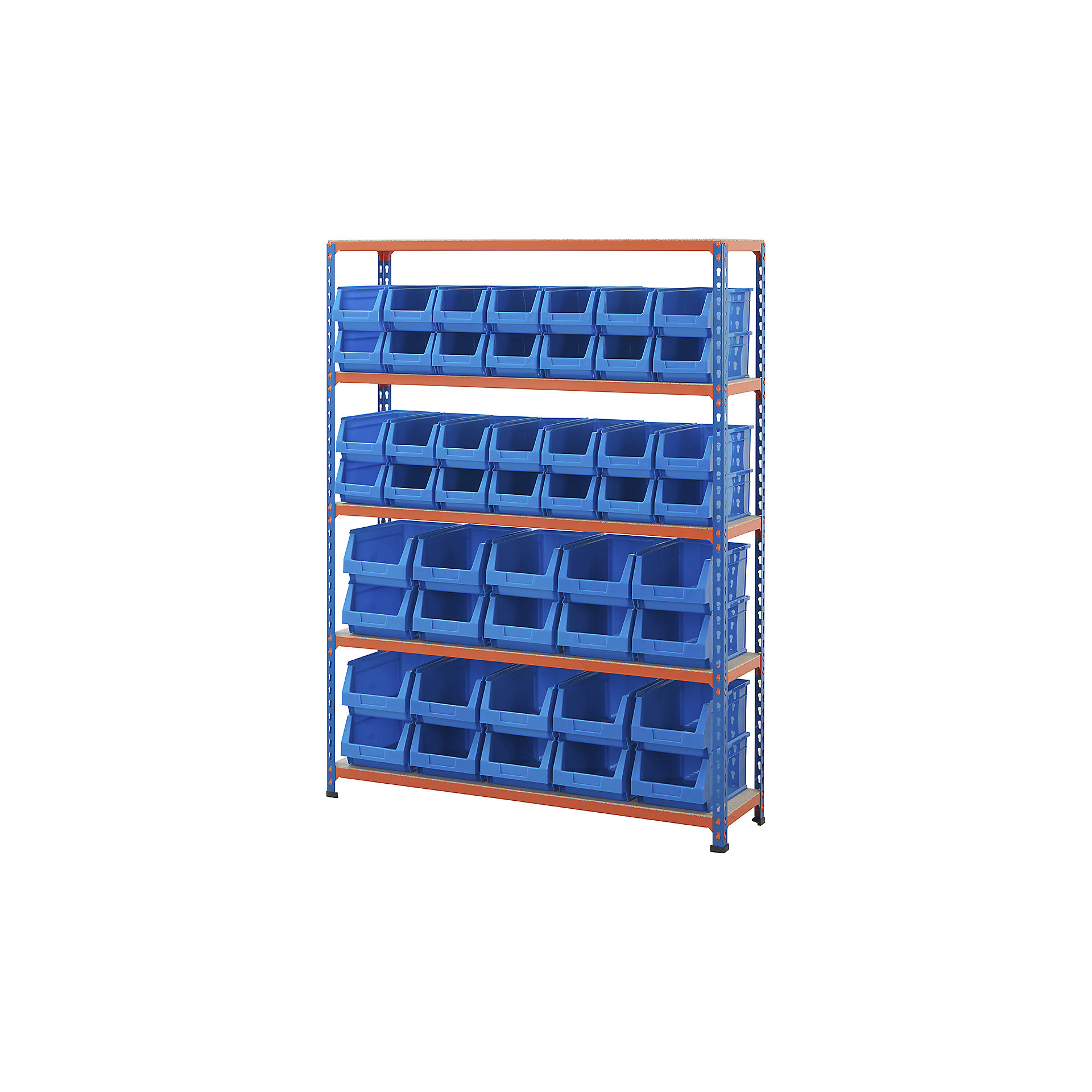 BiG200 Blue Orange Shelving with Plastic Bins Kits | BiGDUG