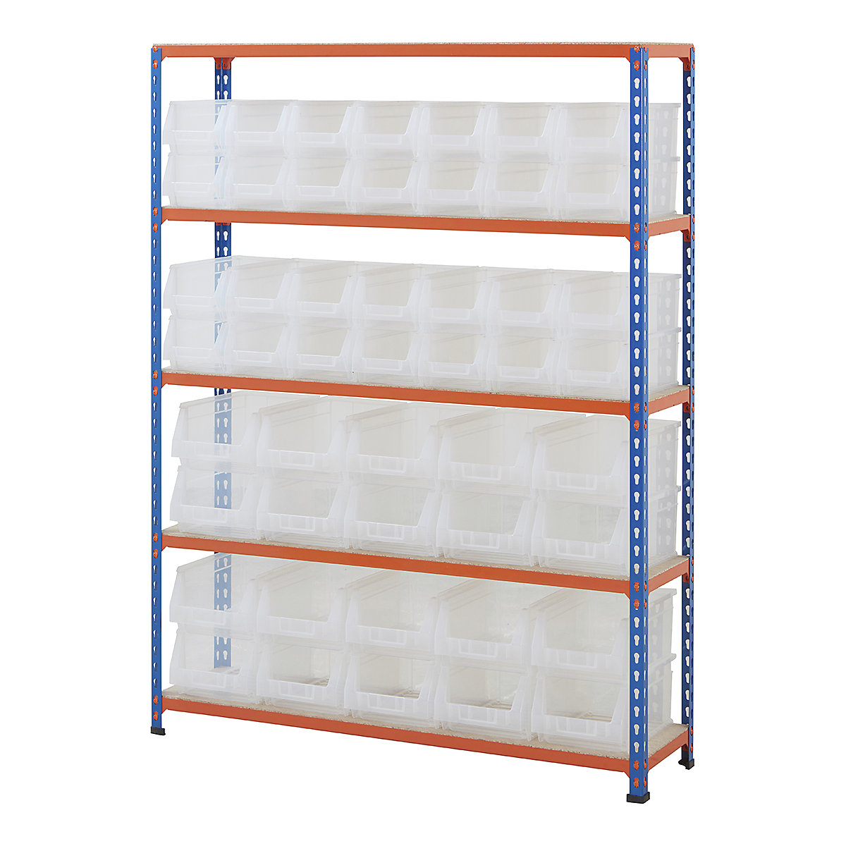 BiG200 Blue & Orange Shelving With Plastic Bins Kits