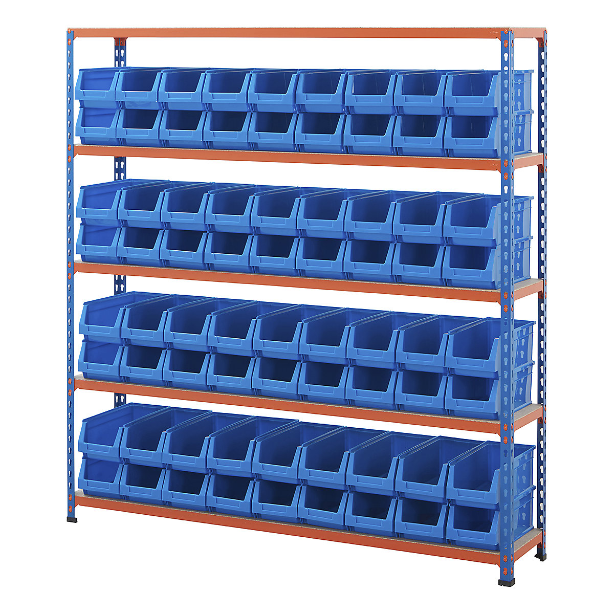 BiG200 Blue & Orange Shelving With Plastic Bins Kits