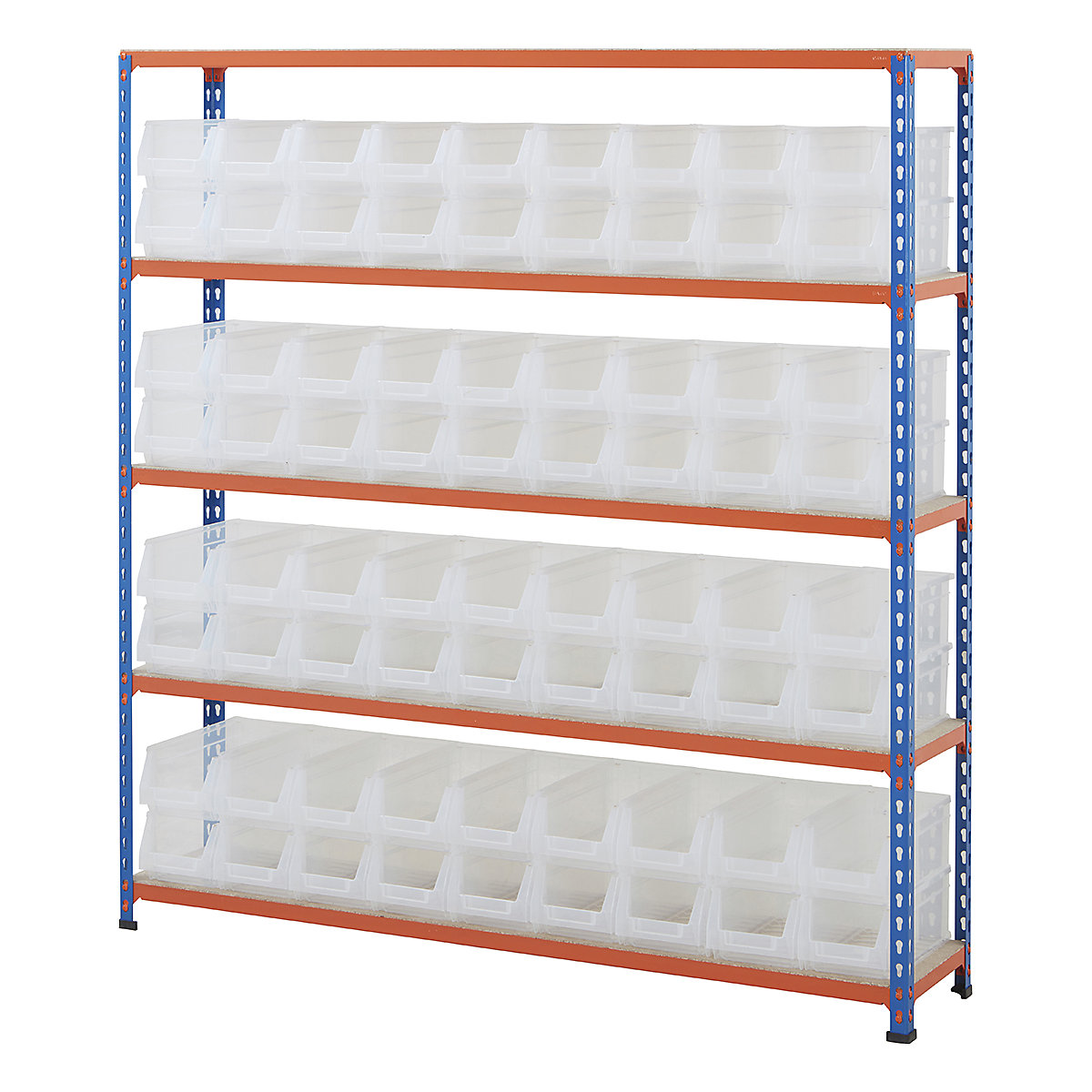 BiG200 Blue & Orange Shelving With Plastic Bins Kits
