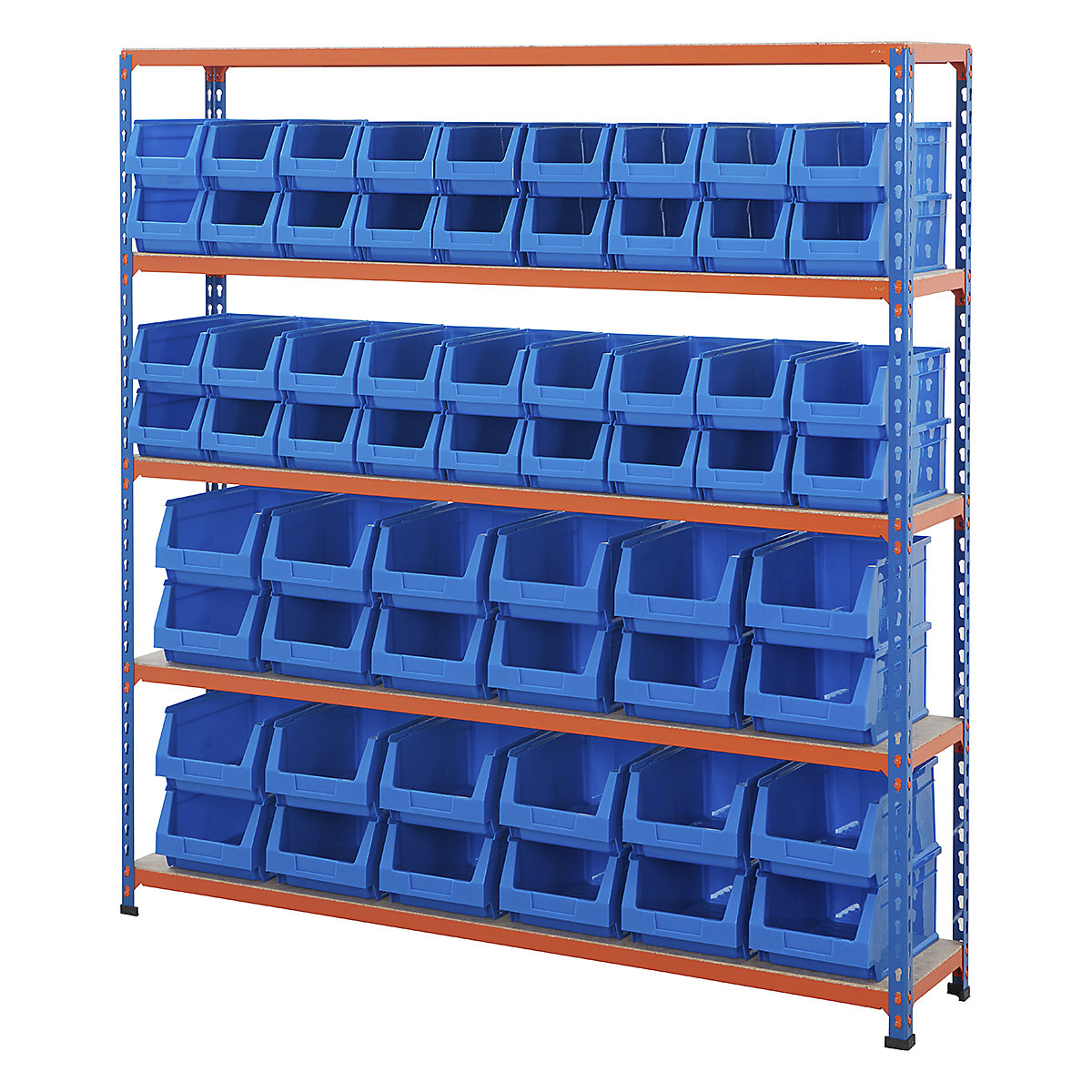 BiG200 Blue & Orange Shelving With Plastic Bins Kits