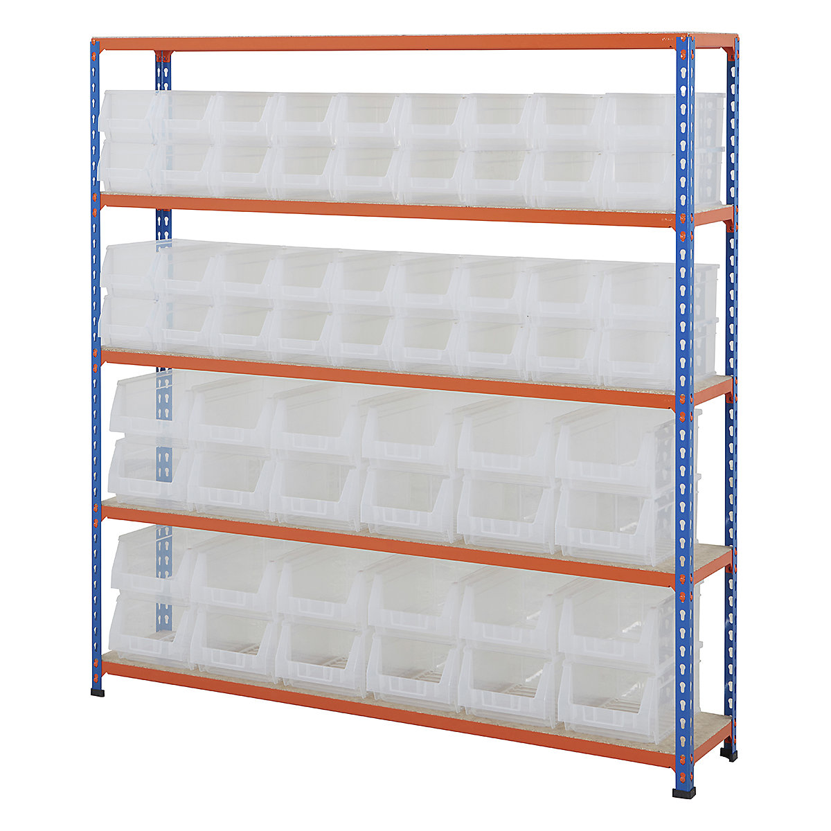 BiG200 Blue & Orange Shelving With Plastic Bins Kits