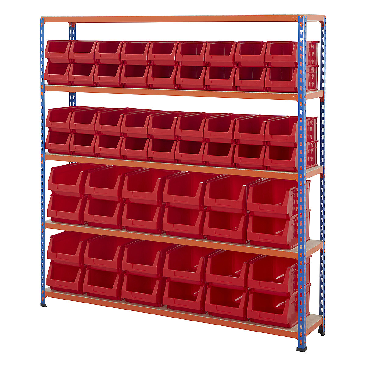 BiG200 Blue & Orange Shelving With Plastic Bins Kits