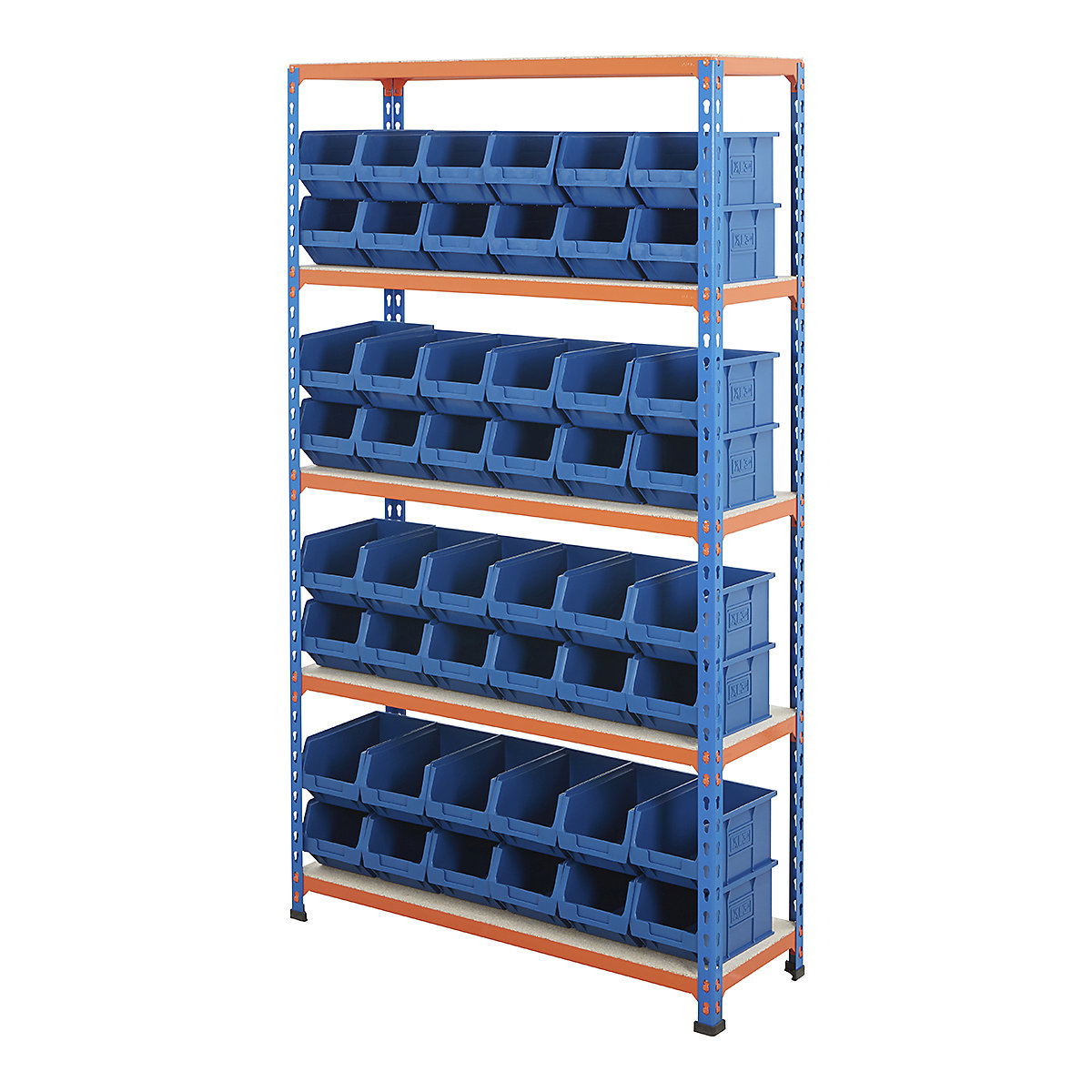 BiG200 Blue & Orange Shelving With Plastic Parts Bins Mega Deal