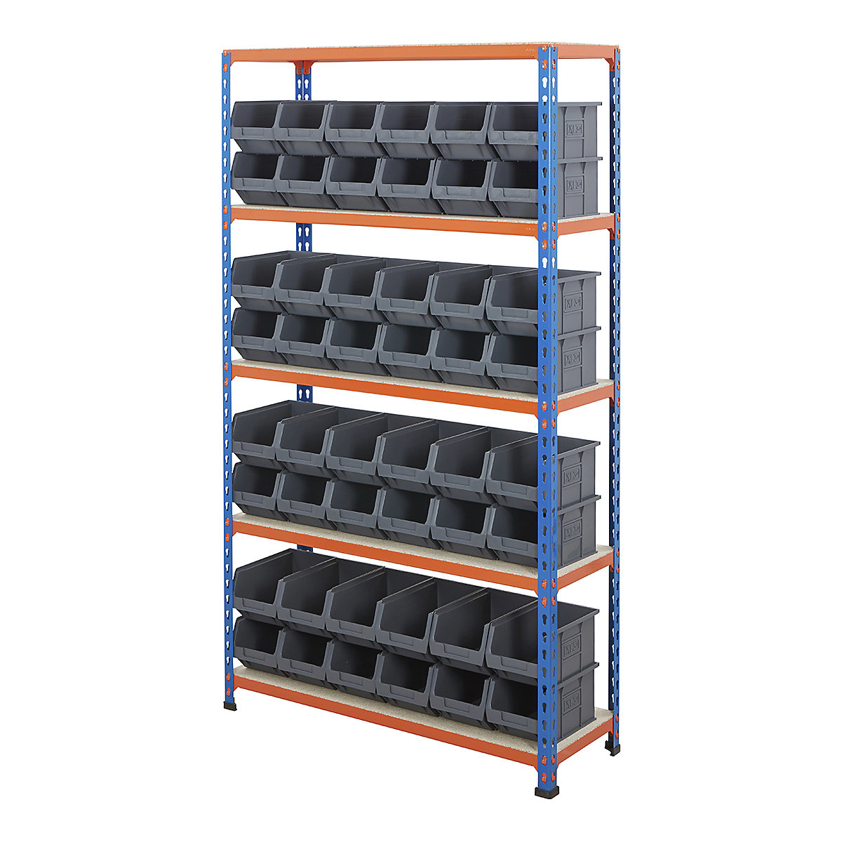 BiG200 Blue & Orange Shelving With Plastic Parts Bins Mega Deal